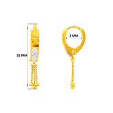 22k Gold Two Tone Dangling Bead Huggie Earrings